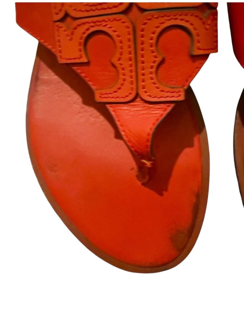 Tory Burch Miller Red Leather Thong Sandals Size 8 - Picture 4 of 5